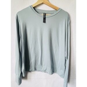 lukka lux,light Blue Crew Neck Long Sleeve Shirt,SizeXL,Relaxed Fit With Hemline
